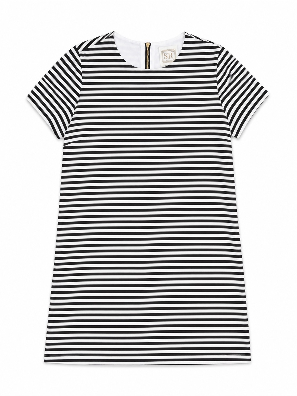 STS Sail to Sable Navy White Striped Shift Dress Short Sleeve Size Small